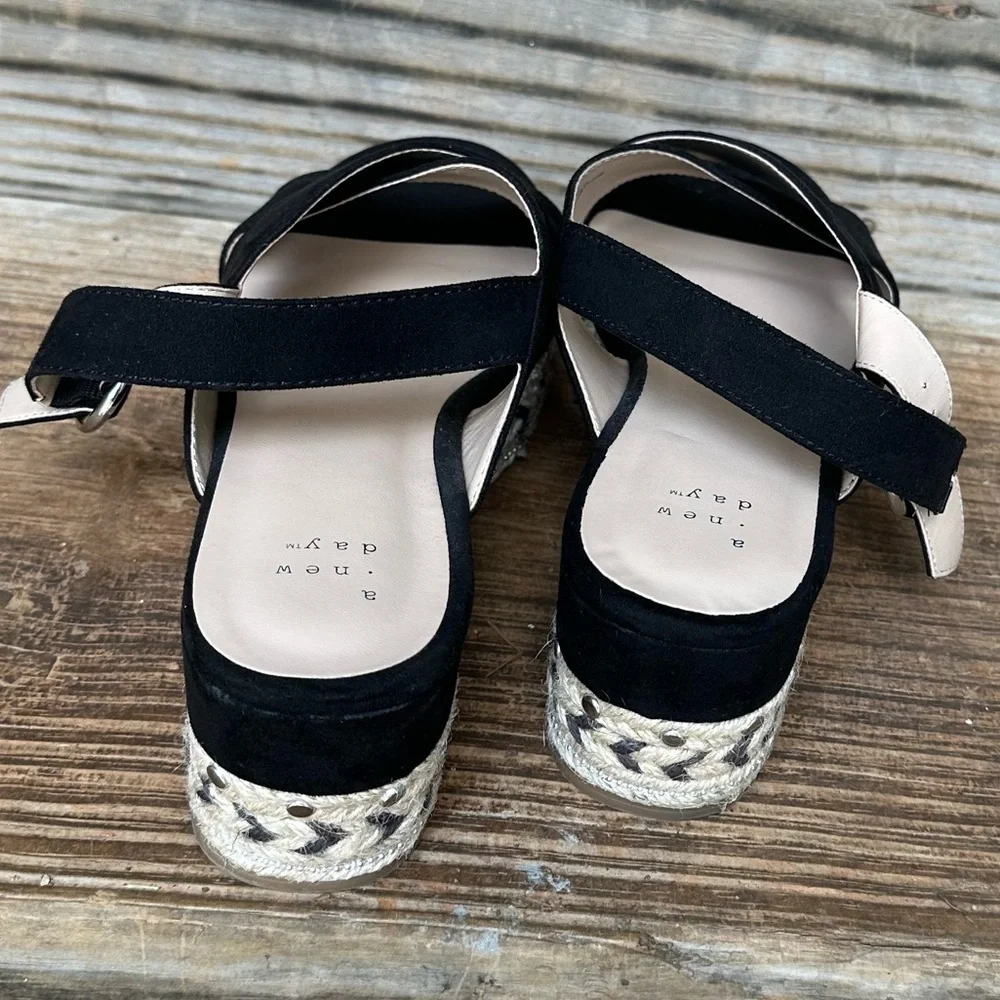 a new day Black Suede Espadrille Sandals Size 9 Women